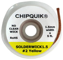 CHIP QUIK SOLDERWICK1.5 Solder Wick, No-Clean, 1.5 mm Width, 1.52 m Length