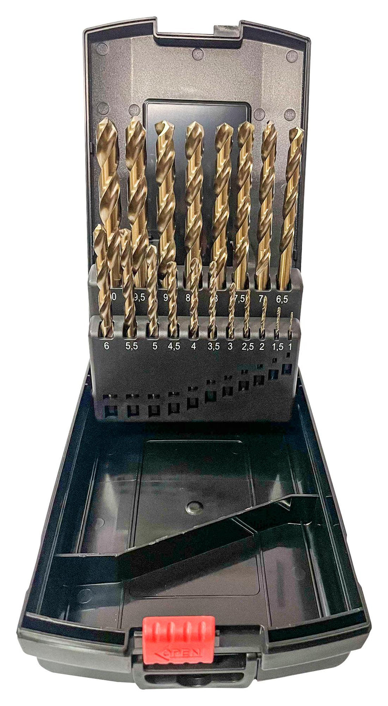MULTICOMP PRO MP013270 Twist Drill Bit Set, HSS, Cobalt Rolled Straight Shank, 19 Pieces of 1 mm to 10 mm