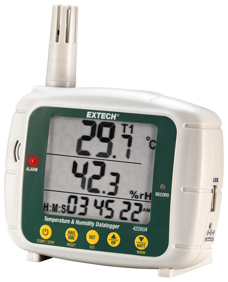 EXTECH INSTRUMENTS 42280A Data Logger, Temperature & Humidity, 1 Channel, USB, LCD