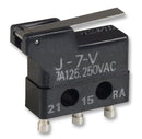 OMRON ELECTRONIC COMPONENTS J-7-V Microswitch, Subminiature, Short Lever, SPDT, Solder, 7 A, 250 VDC