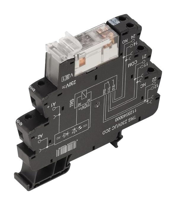 WEIDMULLER 1123530000 Power Relay, DPDT, 120 VAC/VDC, 8 A, TERMSERIES, DIN Rail