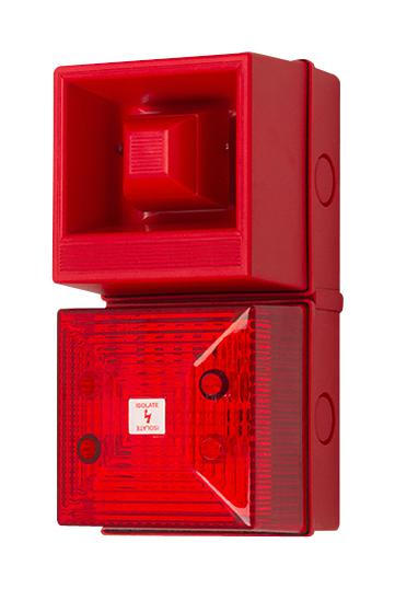CLIFFORD AND SNELL 245205 Audio/Visual Signal Device, Flashing, Red, 108 dBA, 230 VAC, Cable, IP65, Yodalight YL40 Series