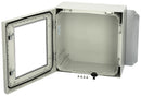 FIBOX ARCA 303021W Plastic Enclosure, 2-Point Lock, Cover w/Window, Multipurpose, Polycarbonate, 300 mm, 300 mm