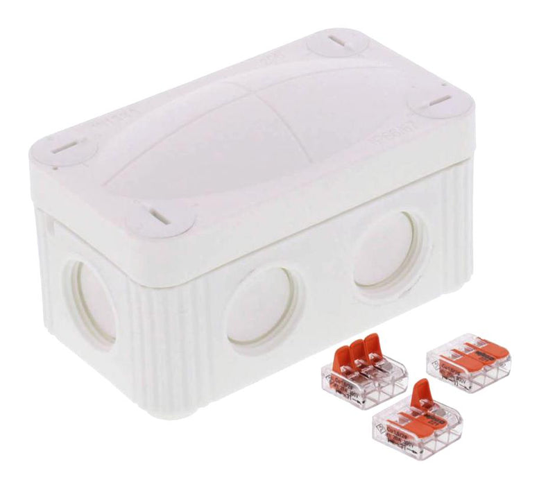 WISKA 10109902 Plastic Enclosure, Junction Box, Polypropylene (PP), 51 mm, 49 mm, 85 mm, IP66, IP67 COMBI 206 LG / 3xWAGO 221-413