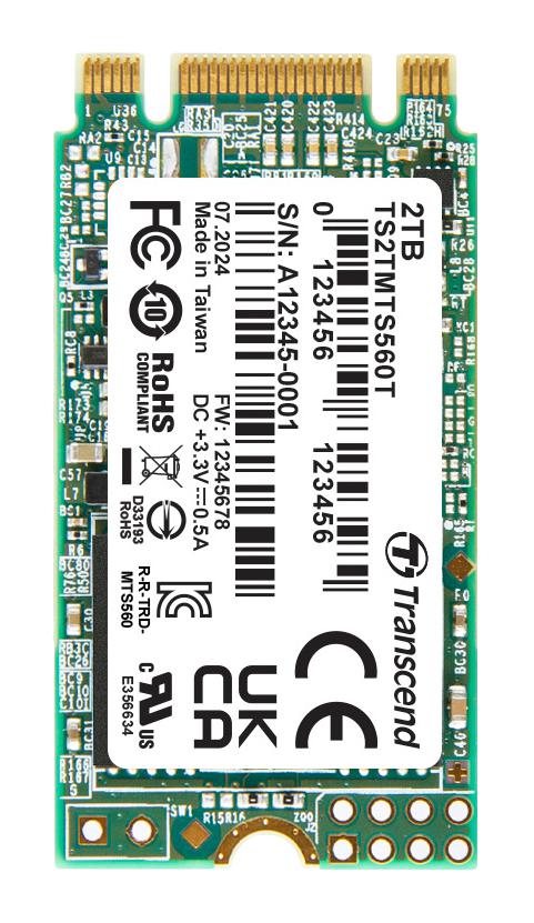 TRANSCEND TS2TMTS560T-VS1 SSD, Internal, M.2 2242, SATA 6 Gb/s (SATA III), 2 TB, 3D NAND
