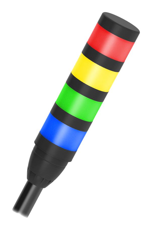 BANNER ENGINEERING LCA130T4-TL50BGYR600Q Andon Tower Light, 4 Tiers, Blue/Green/Red/Yellow, 4 Pin M12 Connector, 30VDC, IP54/IP65