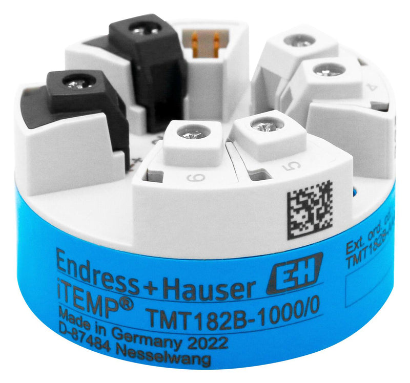 ENDRESS+HAUSER TMT182B-AAA1AABA1 Temperature Transmitter, HART, Analogue/4-20mA, RTD/TC, -200-850 &deg;C, 10-36VDC, Head Mount/DIN Rail