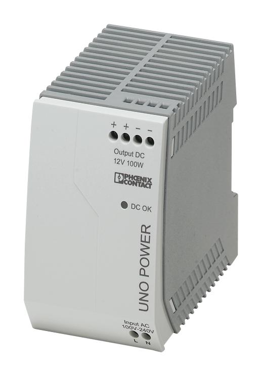 PHOENIX CONTACT 2902997 AC/DC DIN Rail Power Supply (PSU), ITE, 1 Output, 100 W, 12 VDC, 8.3 A
