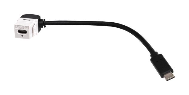 TUK KUCCWH20 USB Cable, 90&deg; Type C Receptacle to Type C Plug, 200 mm, 7.9 ", USB 3.0, Black GTIN UPC EAN: 5055386511126