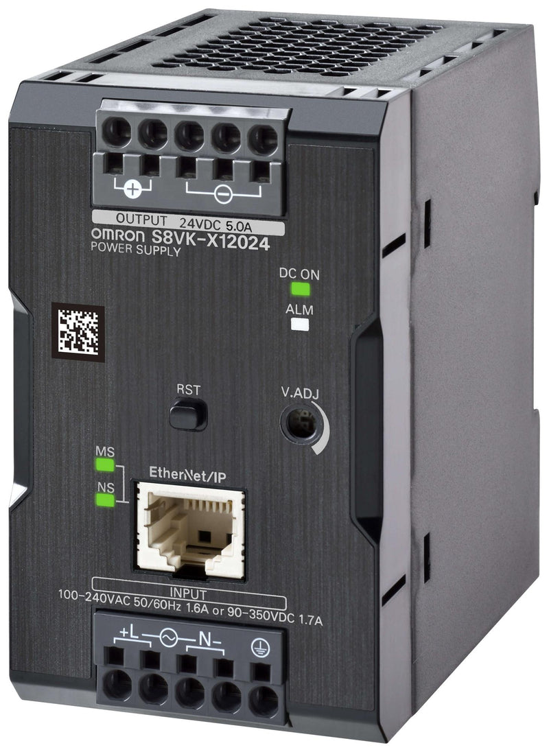 OMRON INDUSTRIAL AUTOMATION S8VK-X12024-EIP AC/DC DIN Rail Power Supply (PSU), ITE, 1 Output, 120 W, 24 V, 5 A