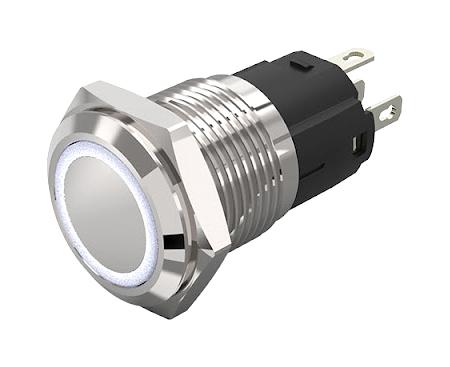 EAO 82-4151.1154 Vandal Resistant Switch, 82 Series, 16 mm, SPDT, Momentary, Round Flat Flush, Natural