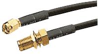 RF SOLUTIONS CBA-SMAM-SMAF50 RF / Coaxial Cable Assembly, SMA Plug to SMA Bulkhead Jack, RG58, 16.4 ft, 5 m, Black
