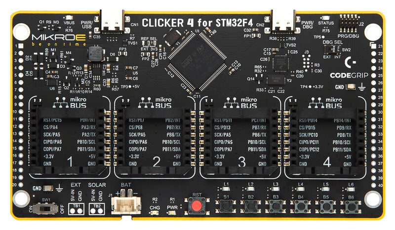 MIKROELEKTRONIKA MIKROE-5850 Development Board, STM32F407VGT6, Clicker 4, STM32F4 Family, 32-Bit, ARM Cortex-M4F, 168 MHz