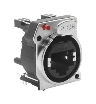 AMPHENOL AUDIO RJX8FB5VGYB Modular Connector, RJ45 Jack, 1 x 1 (Port), 8P8C, Cat5e, IP40, Panel PCB Mount