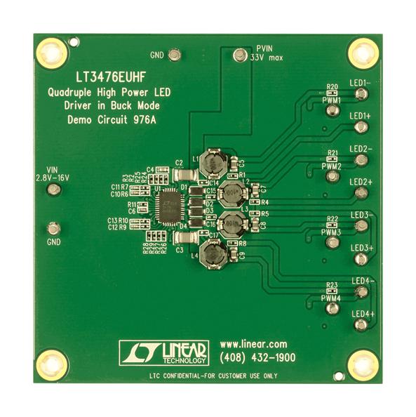 ANALOG DEVICES DC976A Demo Board, LT3476EUHF, Buck (Step Down), 33V in, 27V out, 350mA, 4 Outputs