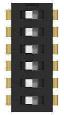 ALCOSWITCH - TE CONNECTIVITY ADEN06TTU04 DIP SW, 6CKT, SPST, 0.025A, 24VDC, TH