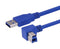 L-COM CA3A-90RB-05M USB Cable, Type A Plug to 90&deg; Type B Plug, 500 mm, 1.64 ft, USB 3.0, Blue