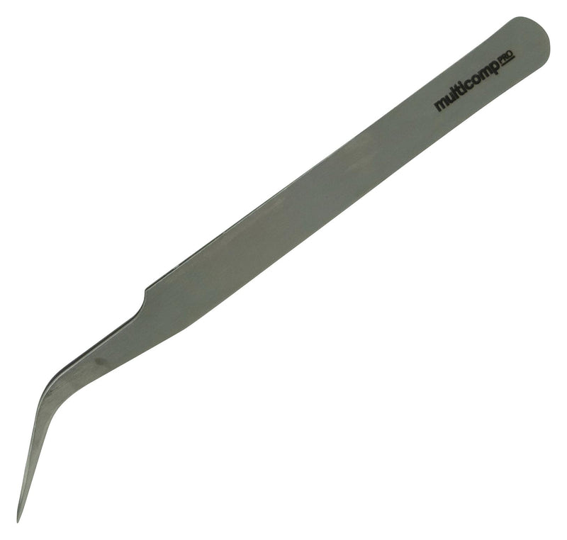 MULTICOMP PRO MP015184 Tweezers, Curve Tip, 110mm OAL, Stainless Steel Body/Tip