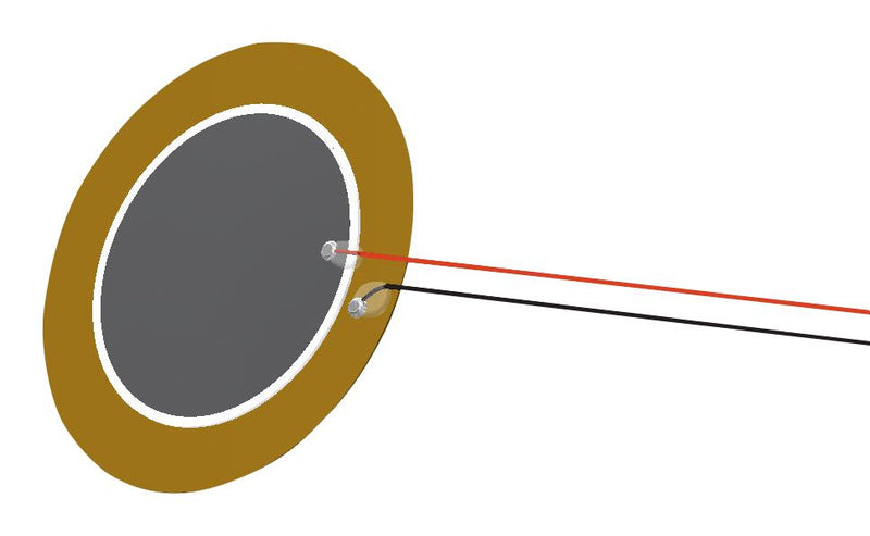 PUI AUDIO AB3526B-LW100-R Piezo Element, Bender, 2.6 kHz, 0.03 &micro;F, 35 mm Diameter, 0.53 mm Height, 300 ohm