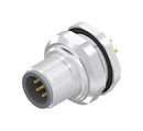 AMPHENOL CONEC 43-01034 Sensor Connector, M12, Male, 8 Positions, PCB Pin, Straight Panel Mount