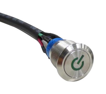 MULTICOMP PRO MPB19-A0F21R-612-T1Q Vandal Resistant Switch, Ring Illuminated, 12V, MPB19/25 Series, 19 mm, DPST-NO, DPST-NC