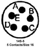 AMPHENOL INDUSTRIAL 97-3101A-14S-5S CIRCULAR CONNECTOR RECEPTACLE SIZE 14S, 5 POSITION, CABLE