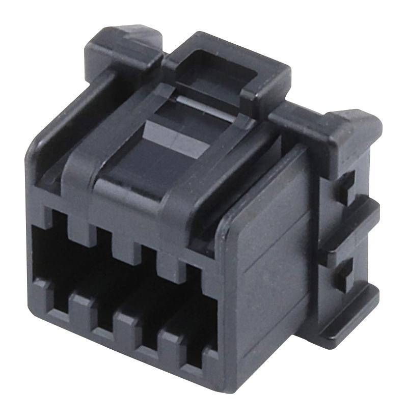 MOLEX 2202002041 Connector Housing, Black, 2 Row, Micro-Lock Plus 220200 Series, Receptacle, 4 Ways, 2 mm
