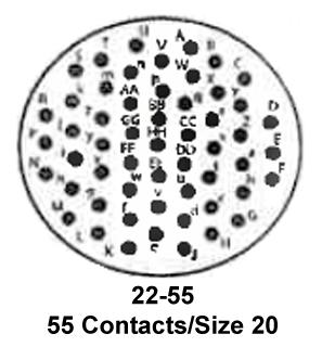 ITT CANNON KPSE06E22-55P Circular Connector, KPS Series, MIL-DTL-26482 Series I, Straight Plug, 55 Contacts, Crimp Pin