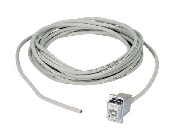 L-COM ECF504-B-5M USB Cable, Type B Receptacle to Free End, 5 m, 16.4 ft, USB 2.0, Light Grey