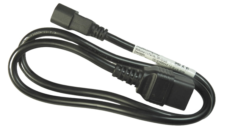 MULTICOMP PRO GW-151828 Mains Power Cord, 10/16A, IEC 60320-1 C14 to IEC 60320-1 C19, 1 m, 250 V, Black