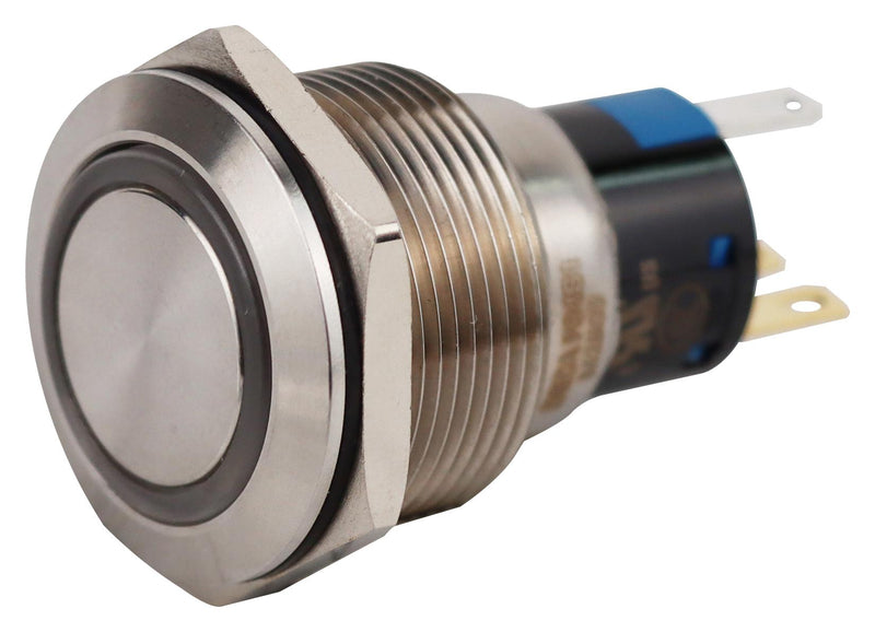 MULTICOMP PRO MPF34S1-12G34GFS002 Vandal Resistant Switch, 24V LED, MPF Series, 22 mm, SPST-NO, SPST-NC, Momentary, Round Flush