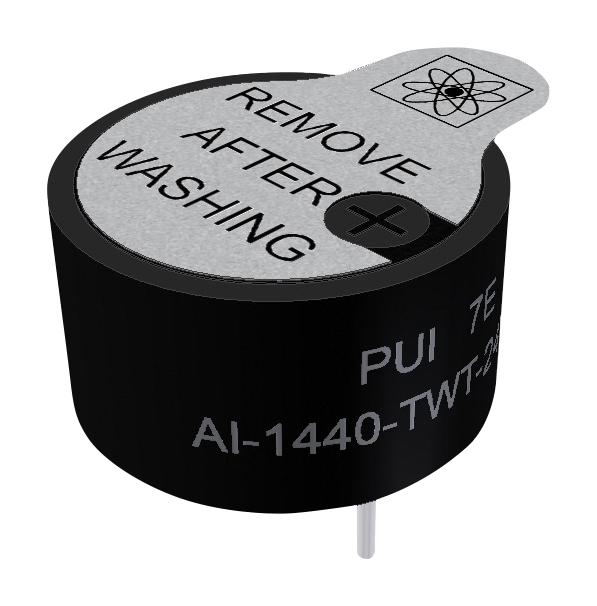 PUI AUDIO AI-1440-TWT-24V-2-R Transducer, Continuous, 87 dBA, 4 kHz, Through Hole, Internal
