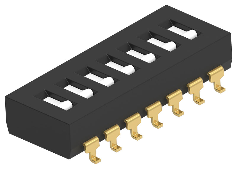 TE CONNECTIVITY 3-1825059-1 DIP / SIP Switch, 7 Circuits, Flush Slide, Surface Mount, SPST, 5 V, 1 A