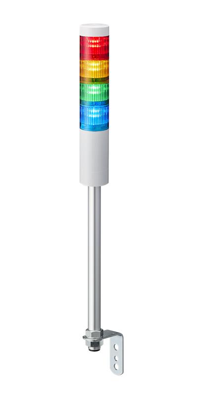 PATLITE LR5-402LENW-RYGB Signal Tower, Ethernet, Continuous, Flashing, 4 Tier, Amber/Blue/Green/Red, Pole Mount, 24 VDC, IP54