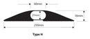 VULCASCOT 26001665 Cable Protector, Industrial Type H,27x60mm Hole, 1 Channel, Rubber / SBR Blend, Black, 1.5 m