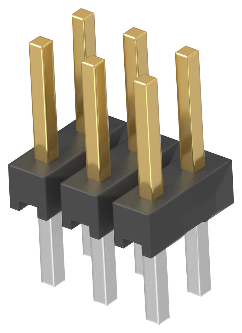 TE CONNECTIVITY 2MM-HB-D03-VT-02-H-TB Pin Header, Board-to-Board, 2 mm, 2 Rows, 6 Contacts, Through Hole Straight, 2MM-HB Series