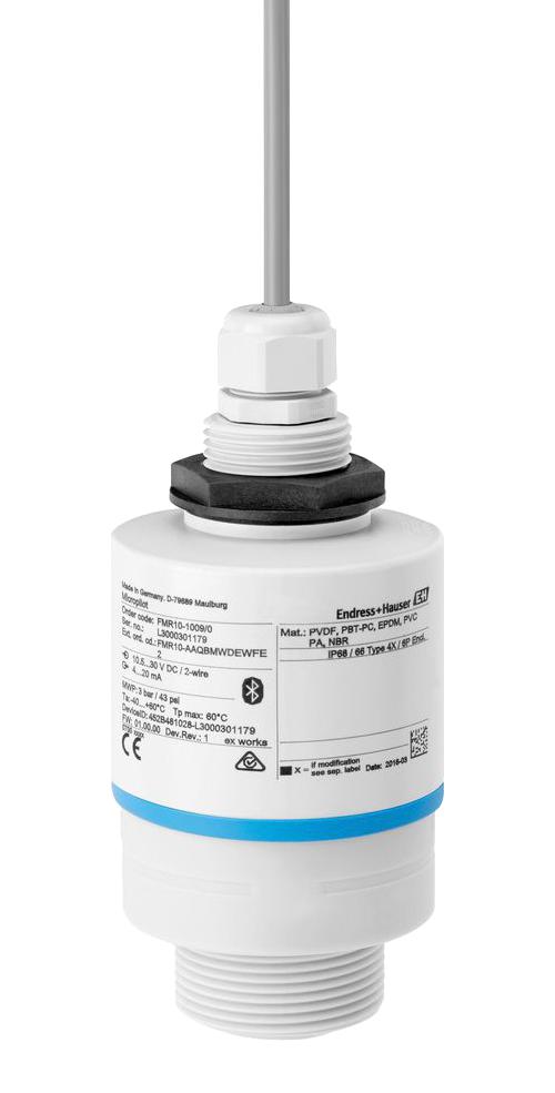ENDRESS+HAUSER FMR10-AAQBMWDEWFE2 Radar Level Sensor, 2-Wire, 4 to 20mA, 8m in Liquid, -40 to 60&deg;C, G1-1/2, Polyvinylidene Fluoride