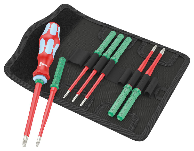 WERA K K VDE STAINLESS 8 EXTRA SLIM 1 TIE Screwdriver Set, VDE, Handle/Torx/Hook and Loop Fastener Strip, 8 Piece