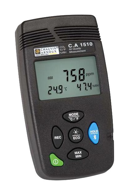 CHAUVIN ARNOUX P01651010 Air Quality Meter, CA 1510, -10 &deg;C, 60 &deg;C, 5% to 95%, 0ppm to 5000ppm CA 1510