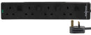 PRO ELEC 2814NS(1N) 1M BLK Surge Protector, 4 Outlets, UK, 13 A, 250 V, UK Type G, 1 m
