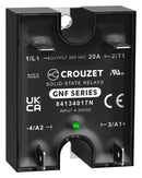 CROUZET 84134017N Solid State Relay, 25 A, 280 VAC, Panel Mount, Quick Connect, Zero Crossing