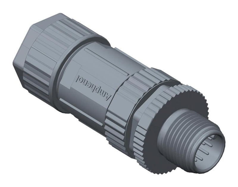 AMPHENOL LTW MSAP-03BMMA-SL8001 Sensor Connector, M12, Male, 3 Positions, Screw Pin, Straight Cable Mount