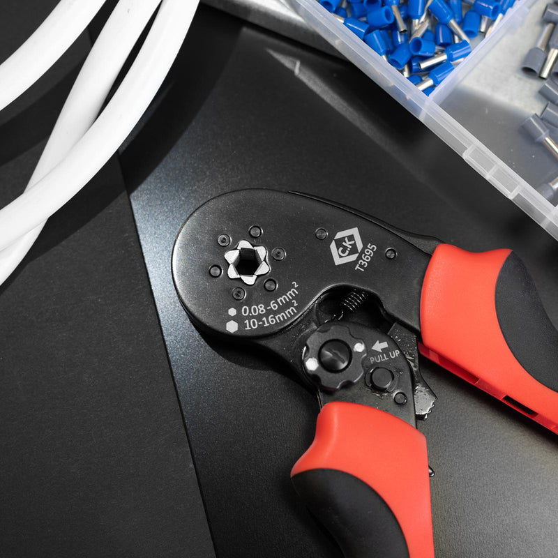 CK TOOLS T3695 Crimp Tool, Ratchet, CK Tool 0.08mm&sup2;-16mm&sup2;/28-6AWG Bootlace Ferrules GTIN UPC EAN: 5013969249194