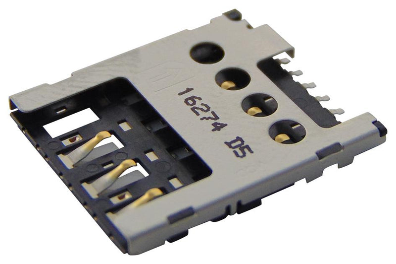 MOLEX 78646-3001 Memory Card Connector, Micro SIM, Push-Pull, 6 Contacts, Copper Alloy, Gold Plated Contacts