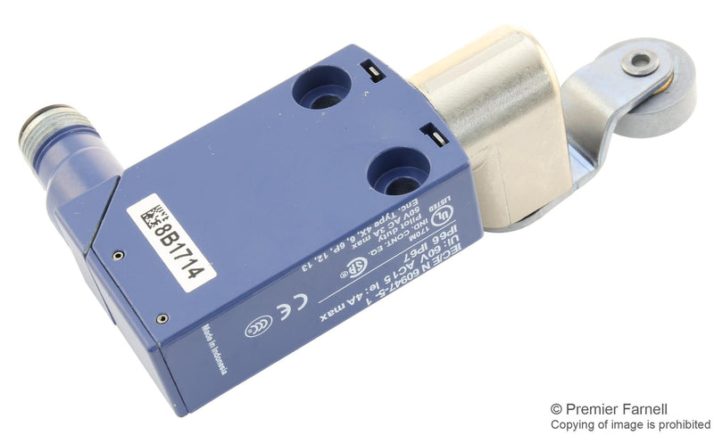 TELEMECANIQUE SENSORS XCMD2116C12 Limit Switch, Roller Lever, SPST-NO, SPST-NC, 3 A, 50 V, 0.1 N, OsiSense XC