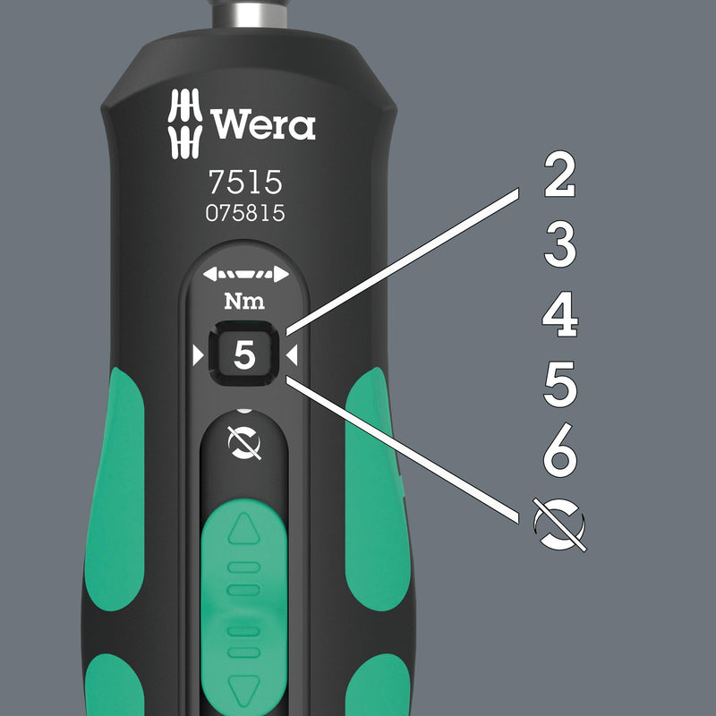 WERA 05075815001 Speed Torque Screwdriver, 1/4" Drive, 147.5mm L, 2N-m to 6N-m, 7515 Kraftform Series