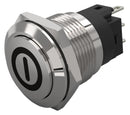EAO 82-5161.2000.B001 Vandal Resistant Switch, On/Off, 82 Series, 19 mm, SPDT, Maintained, Round Raised Flat Flush