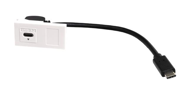 TUK KUCC2090CAV USB Cable, 90&deg; Type C Receptacle to Type C Plug, 200 mm, 7.9 ", USB 3.0, Black GTIN UPC EAN: 5055386512925