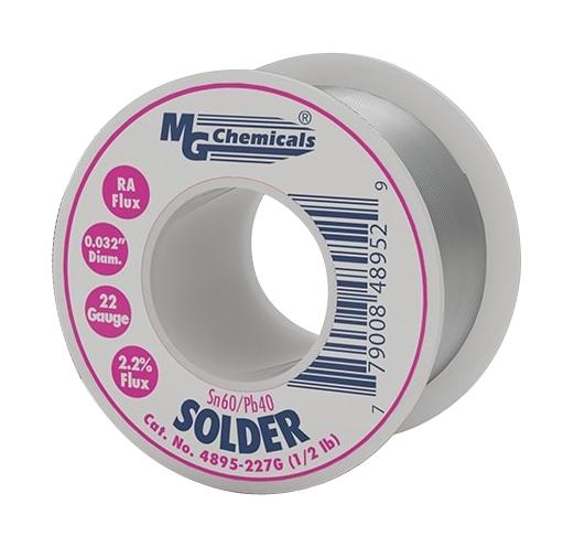 MG CHEMICALS 4890-18G SOLDER WIRE, 60/40 SN/PB, 18G, ROSIN