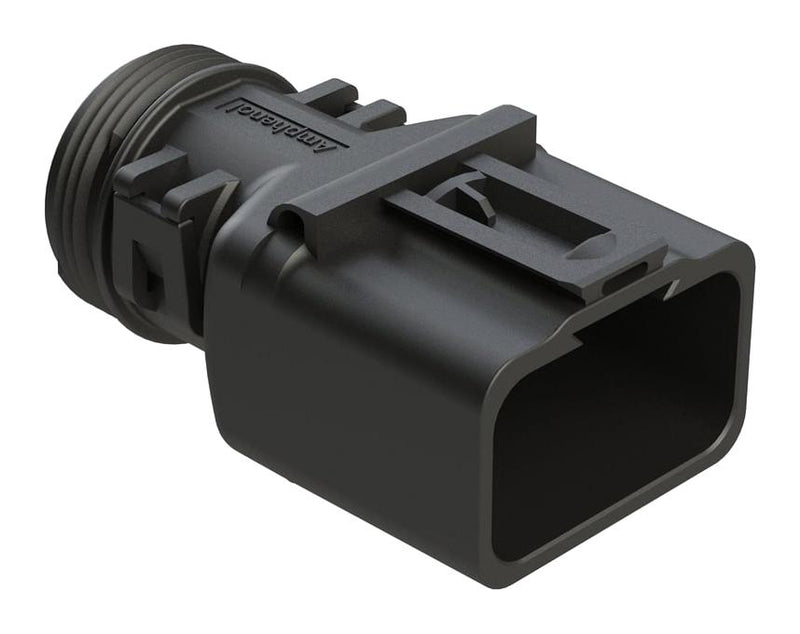 AMPHENOL SINE/TUCHEL ATBS-249-1205 BACKSHELL, RCPT CONN, 12POS, 180DEG, BLK